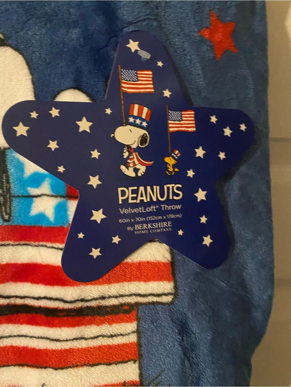 Peanuts snoopy patriotic doghouse Americana throw blanket - Picture 4 of 4